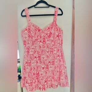 Lilly Pulitzer Rocko Romper Seaside Harbor Mizner Red Size 16 EUC